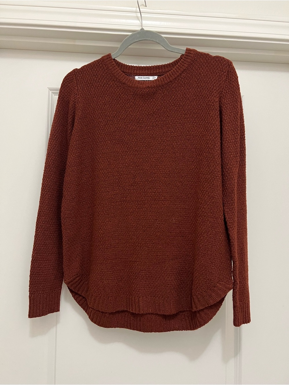 Pink Clover Rust Textured Crewneck Sweater